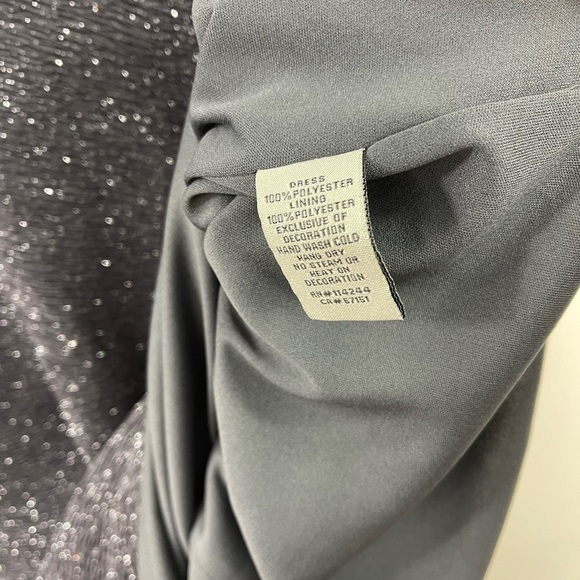 Eliza J 8 Gray Beaded Side Ruched Sleeveless Dress Metallic Embellished party - Picture 6 of 7